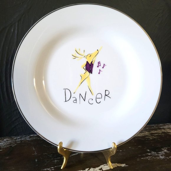 Pottery Barn Christmas Santa's Reindeer Porcelain Salad Plate - Dancer - Picture 1 of 4